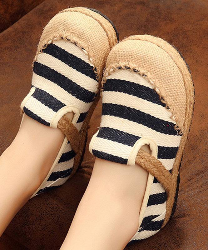 Red Striped Patchwork Flat Shoes