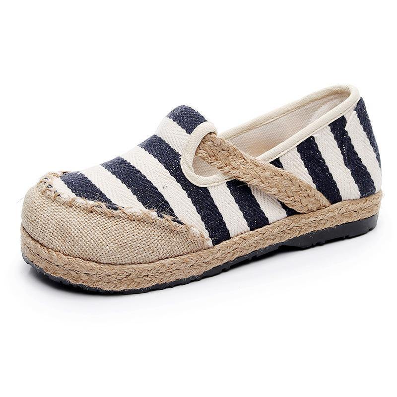 Red Striped Patchwork Flat Shoes