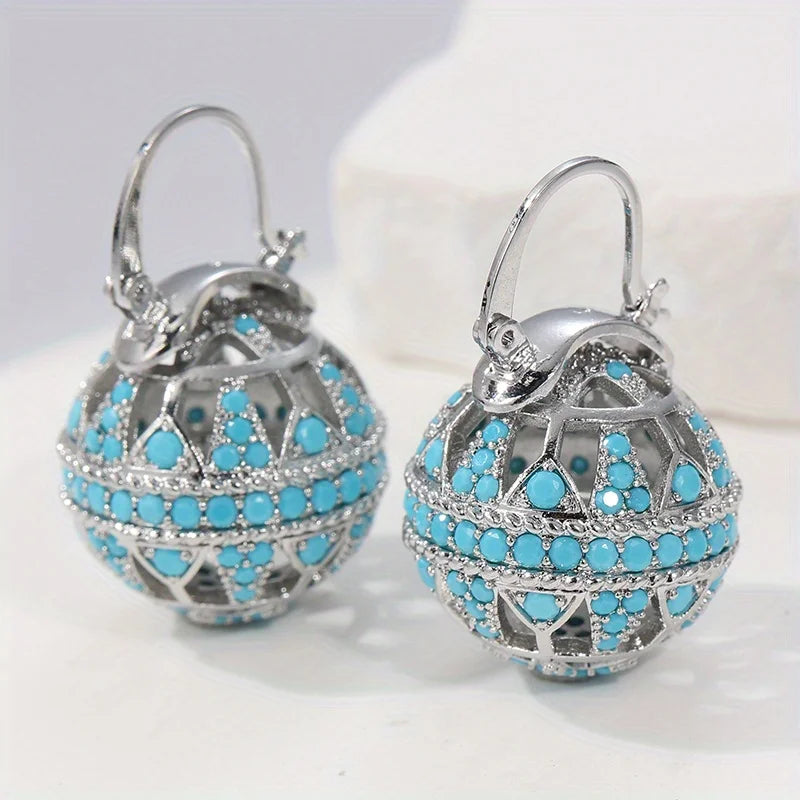 Bella | Turquoise Filigree Globe Drop Earrings