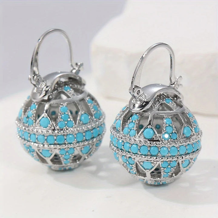 Bella | Turquoise Filigree Globe Drop Earrings