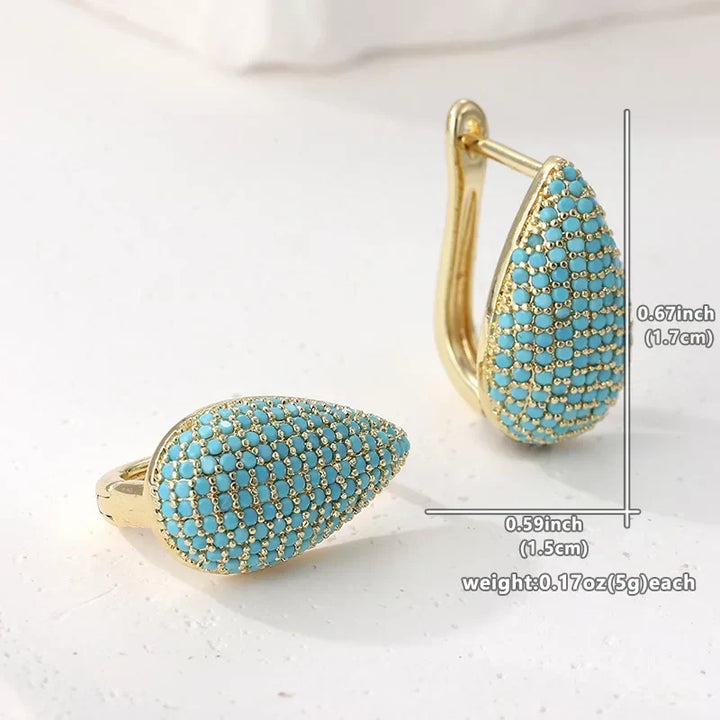 Nora | Turquoise Pavé Teardrop Hoop Earrings