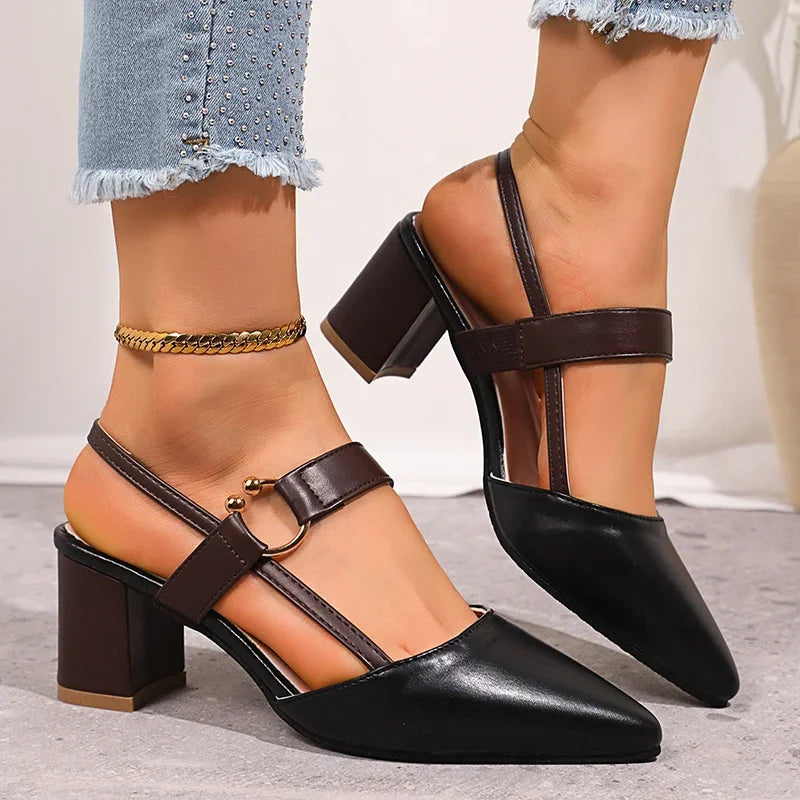 Mirella | Gold Ring Accent Block Heel