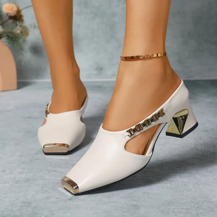Marciana | Gold Accent Metal Toe Heel