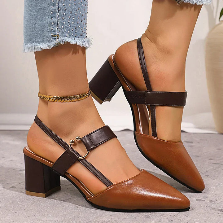 Mirella | Gold Ring Accent Block Heel