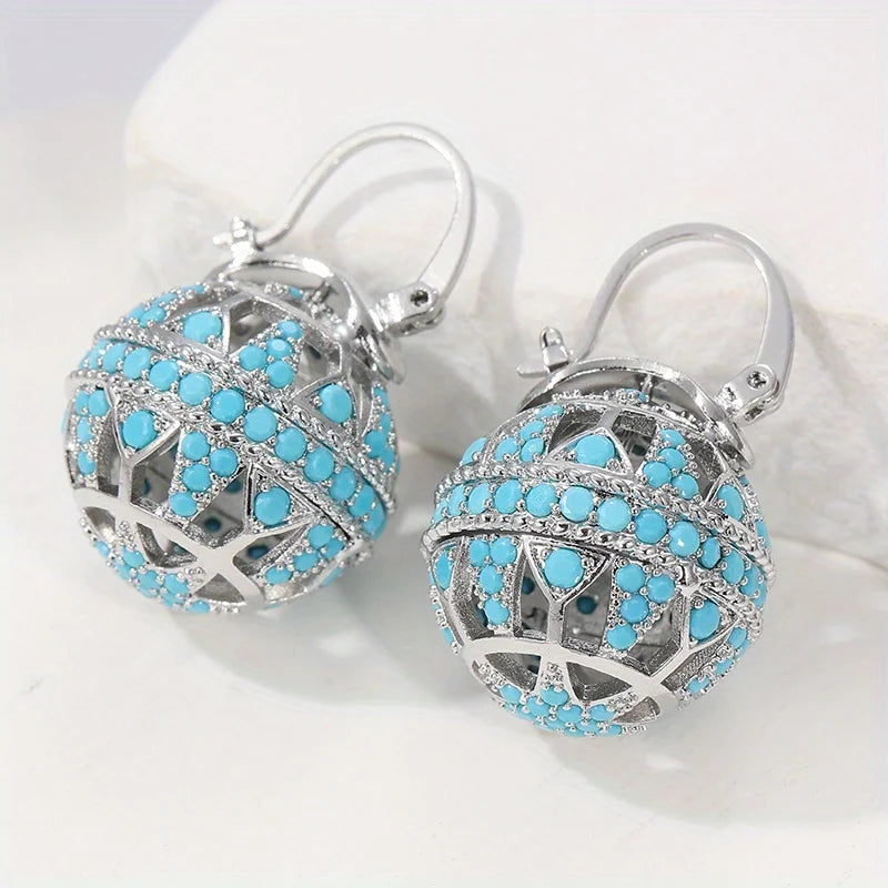 Bella | Turquoise Filigree Globe Drop Earrings