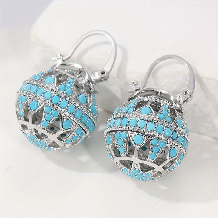 Bella | Turquoise Filigree Globe Drop Earrings