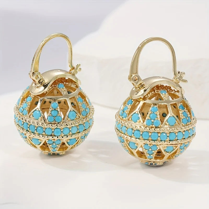 Bella | Turquoise Filigree Globe Drop Earrings