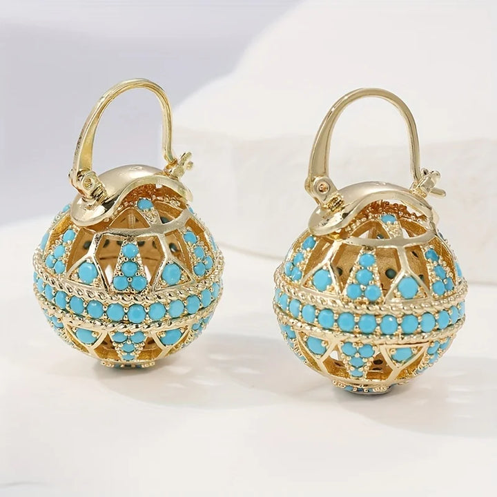 Bella | Turquoise Filigree Globe Drop Earrings