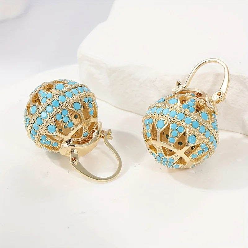 Bella | Turquoise Filigree Globe Drop Earrings