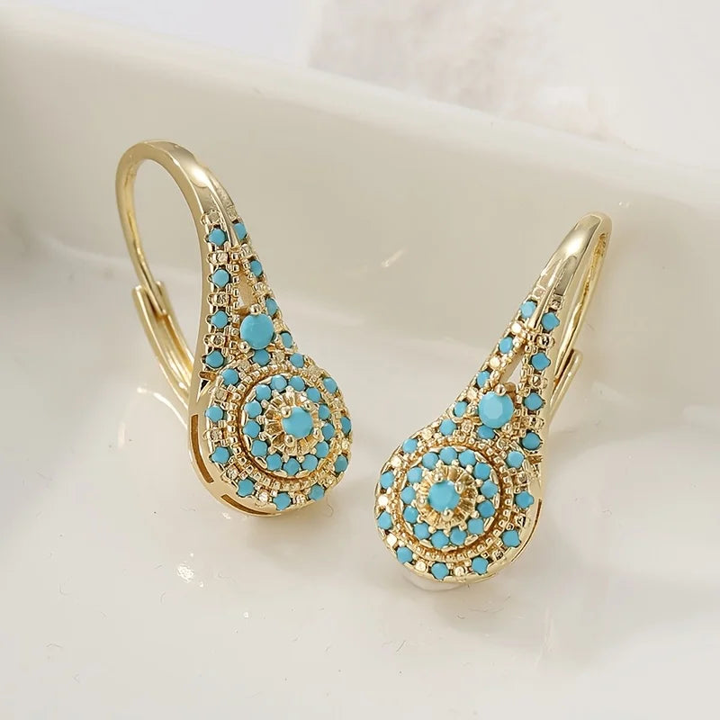 Luna | Turquoise Mosaic Teardrop Earrings