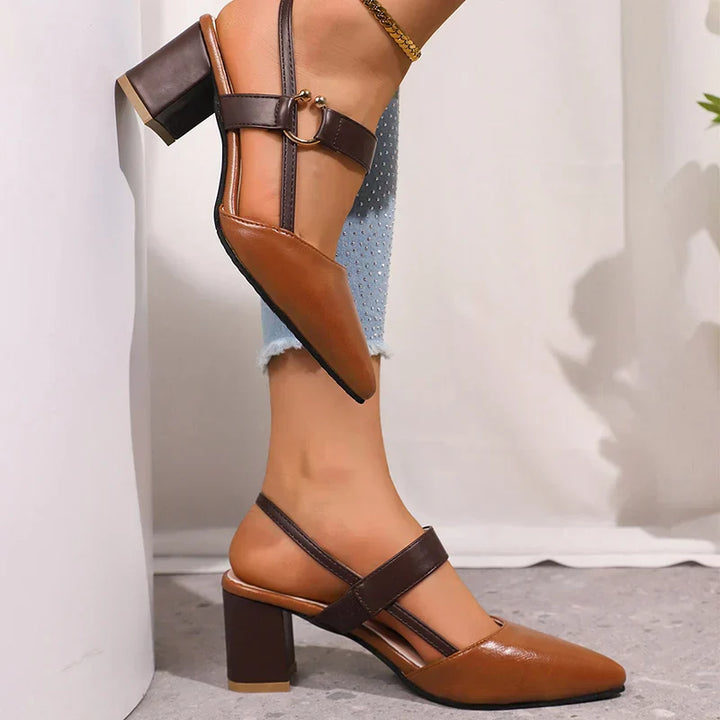 Mirella | Gold Ring Accent Block Heel