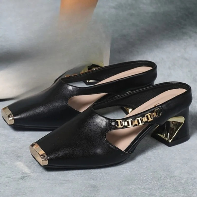Marciana | Gold Accent Metal Toe Heel