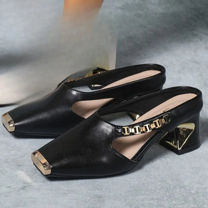 Marciana | Gold Accent Metal Toe Heel