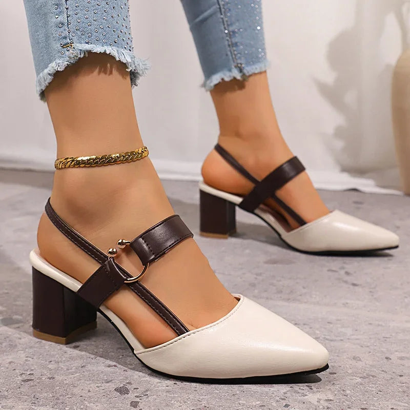 Mirella | Gold Ring Accent Block Heel