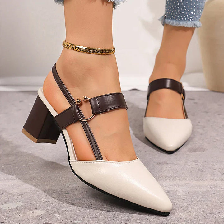 Mirella | Gold Ring Accent Block Heel
