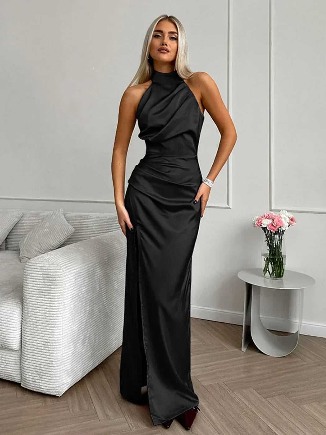 Satin Ladies Evening Dress