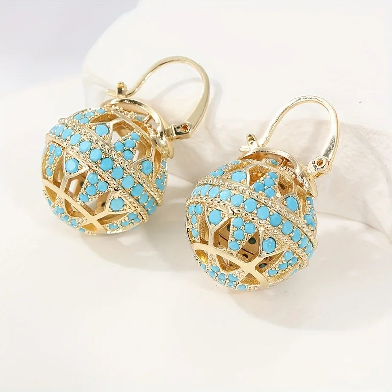 Bella | Turquoise Filigree Globe Drop Earrings