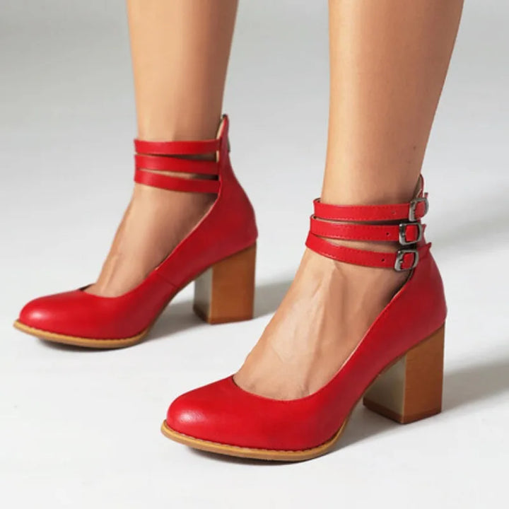 Aurelia | Premium Leather Block Heel Pump