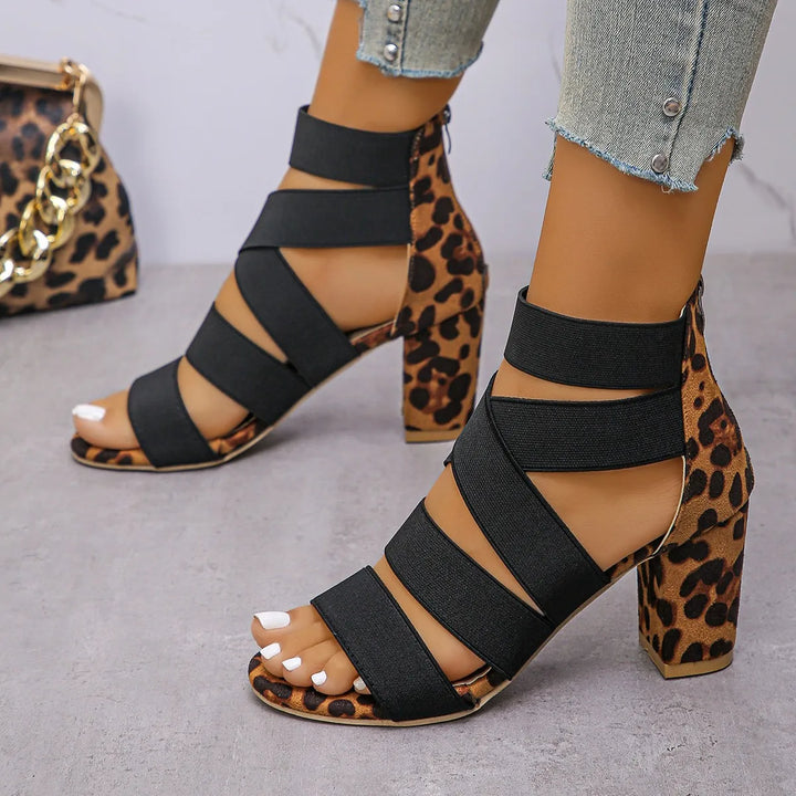 Nolani | Leopard Wrap Strap Heel