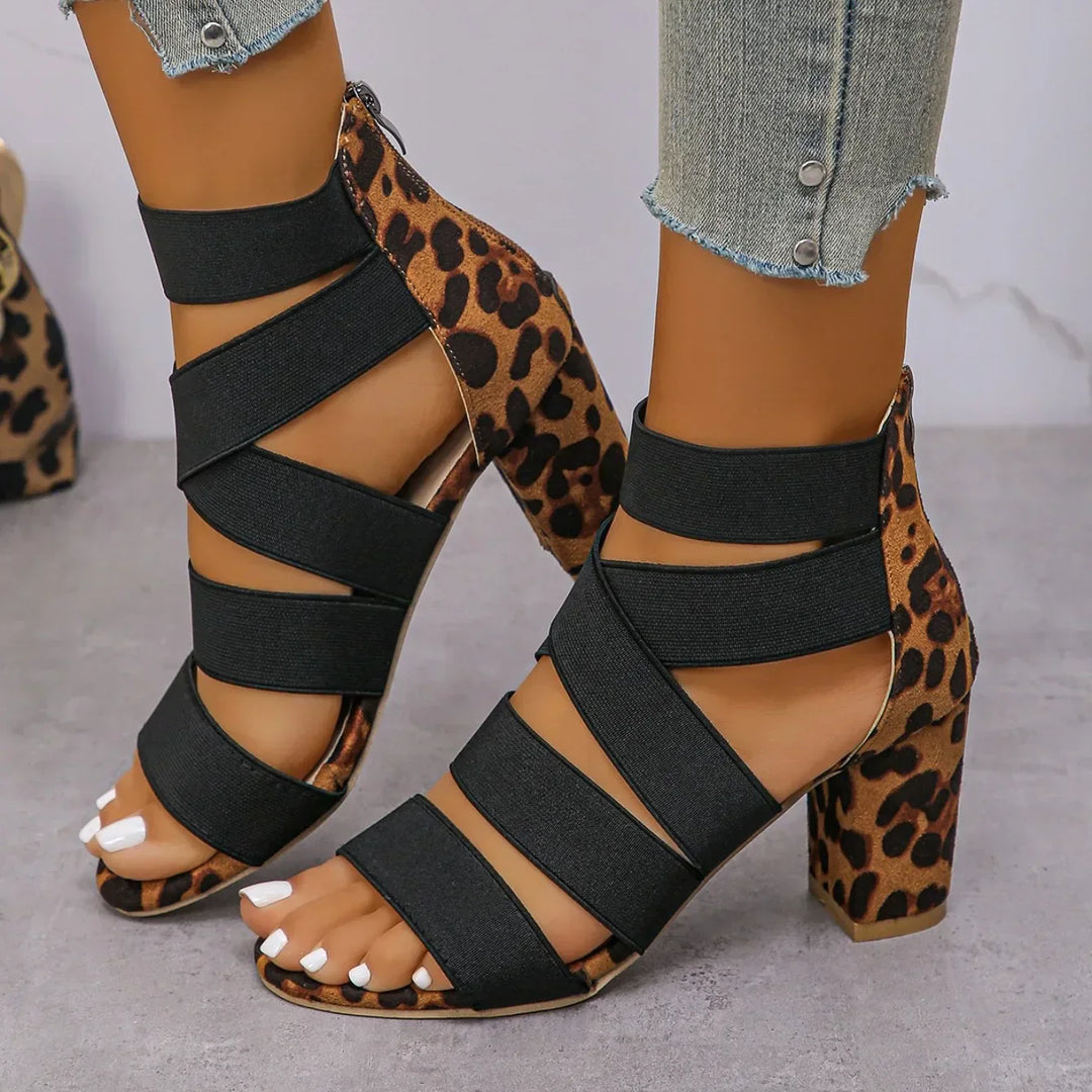 Nolani | Leopard Wrap Strap Heel