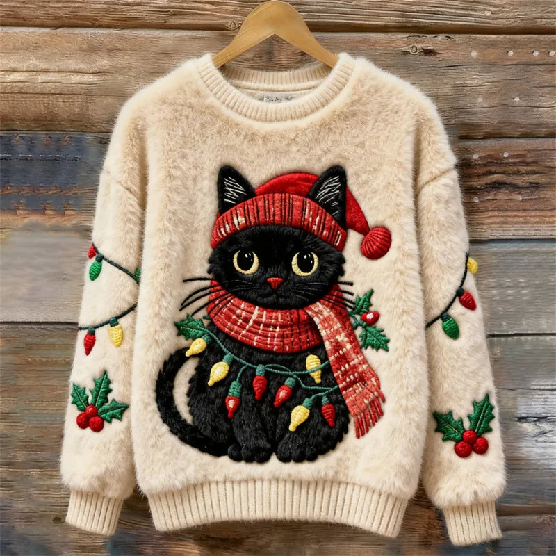 Cosy Winter Jumper | Festive Black Cat