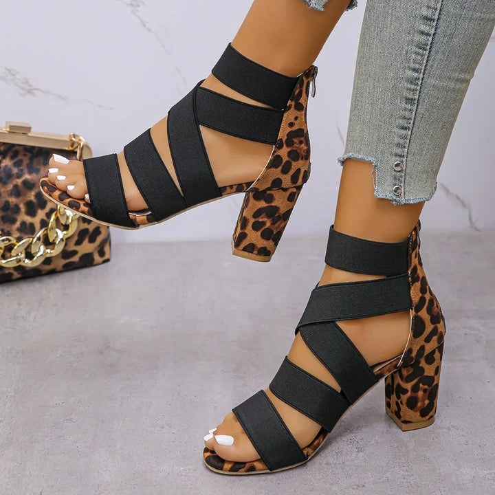 Nolani | Leopard Wrap Strap Heel