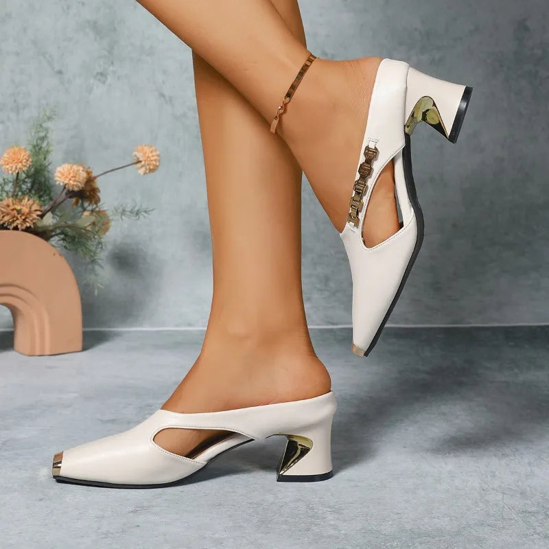 Marciana | Gold Accent Metal Toe Heel