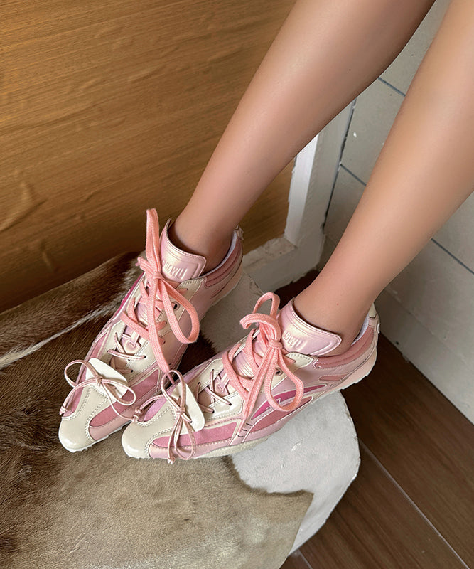 Silver Faux Leather Lace-Up Sport Flats