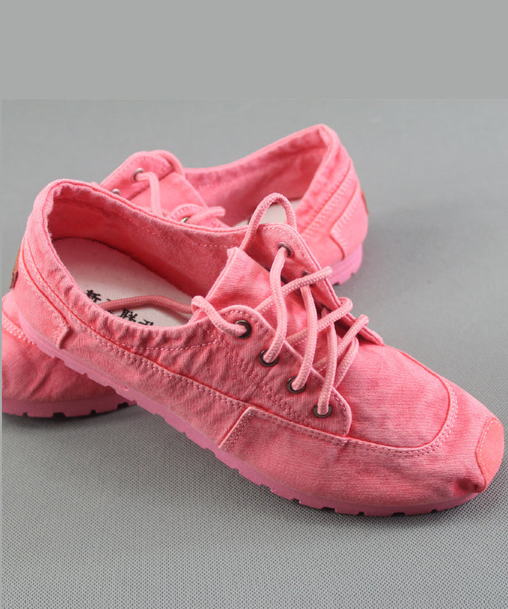 Blue Cotton Cross Strap Flat Shoes