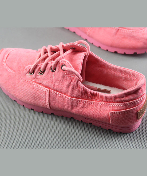 Blue Cotton Cross Strap Flat Shoes