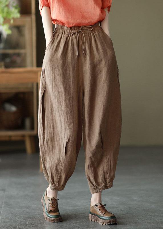 Yellow Retro High Waist Linen Pants