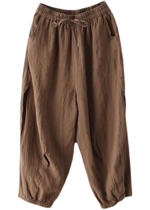 Yellow Retro High Waist Linen Pants