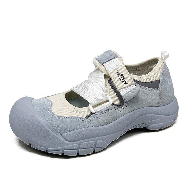 Beige Synthetic Cross Strap Flat Shoes