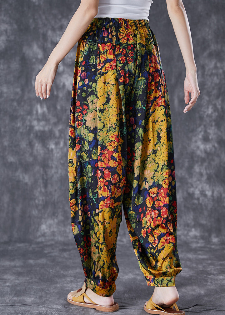 Oversized Print Linen Silk Harem Pants