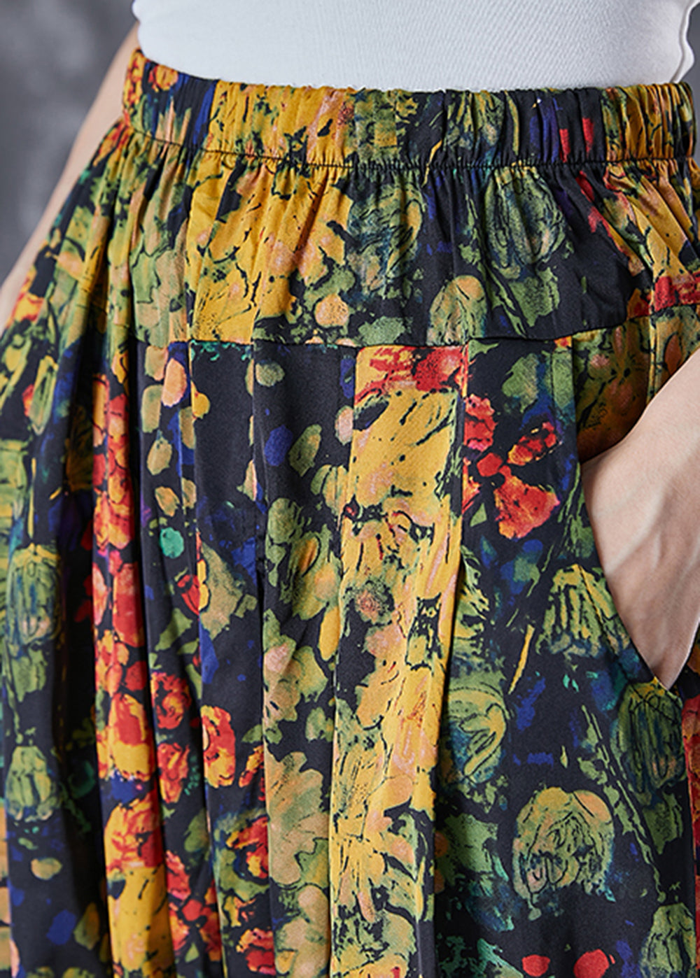Oversized Print Linen Silk Harem Pants