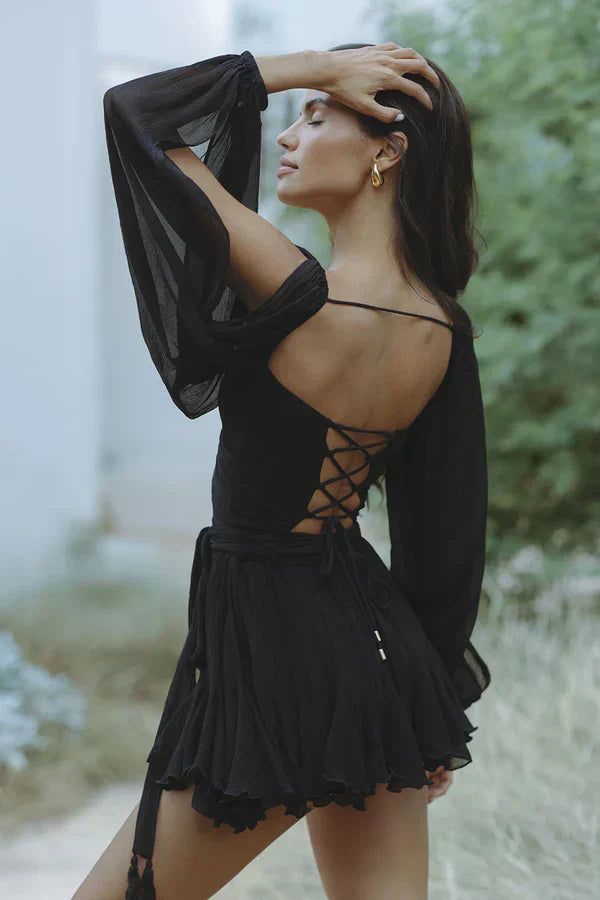 Balloon Sleeve Mini Dress