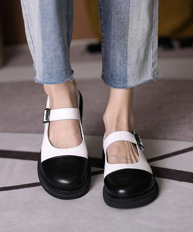 White Faux Leather Splicing Flat Shoes