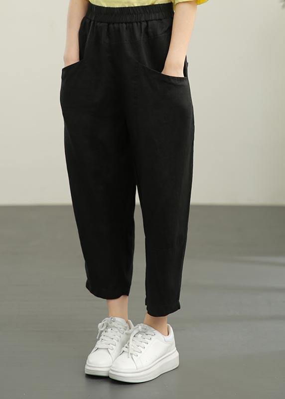 Chocolate Elastic Waist Linen Pants