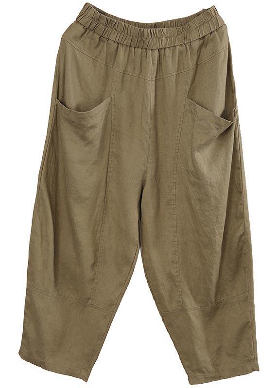 Chocolate Elastic Waist Linen Pants