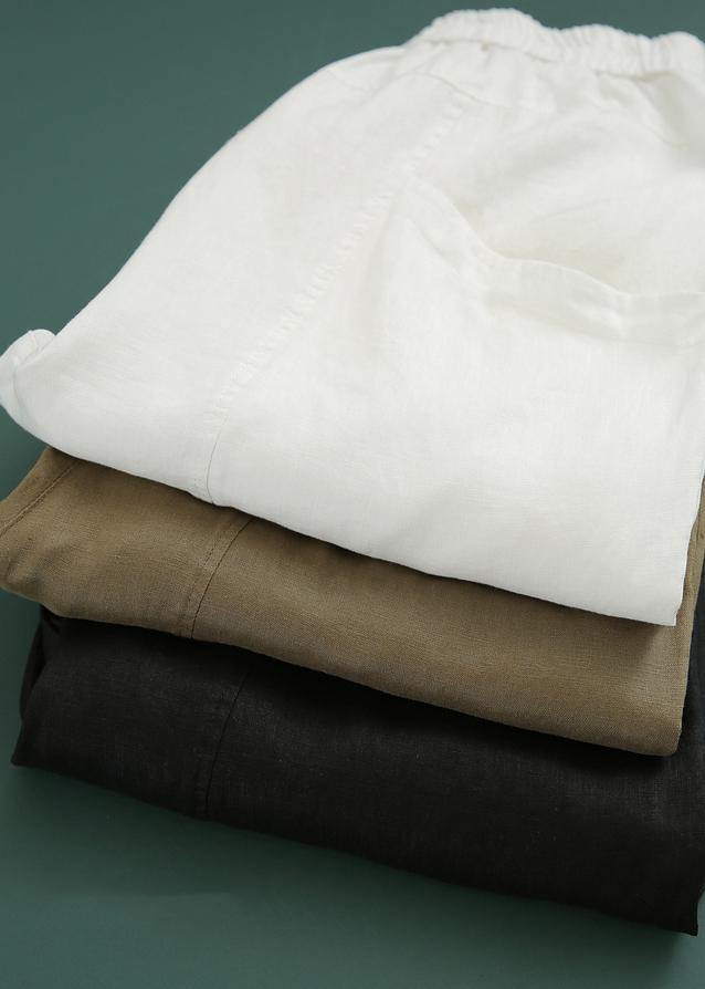 Chocolate Elastic Waist Linen Pants