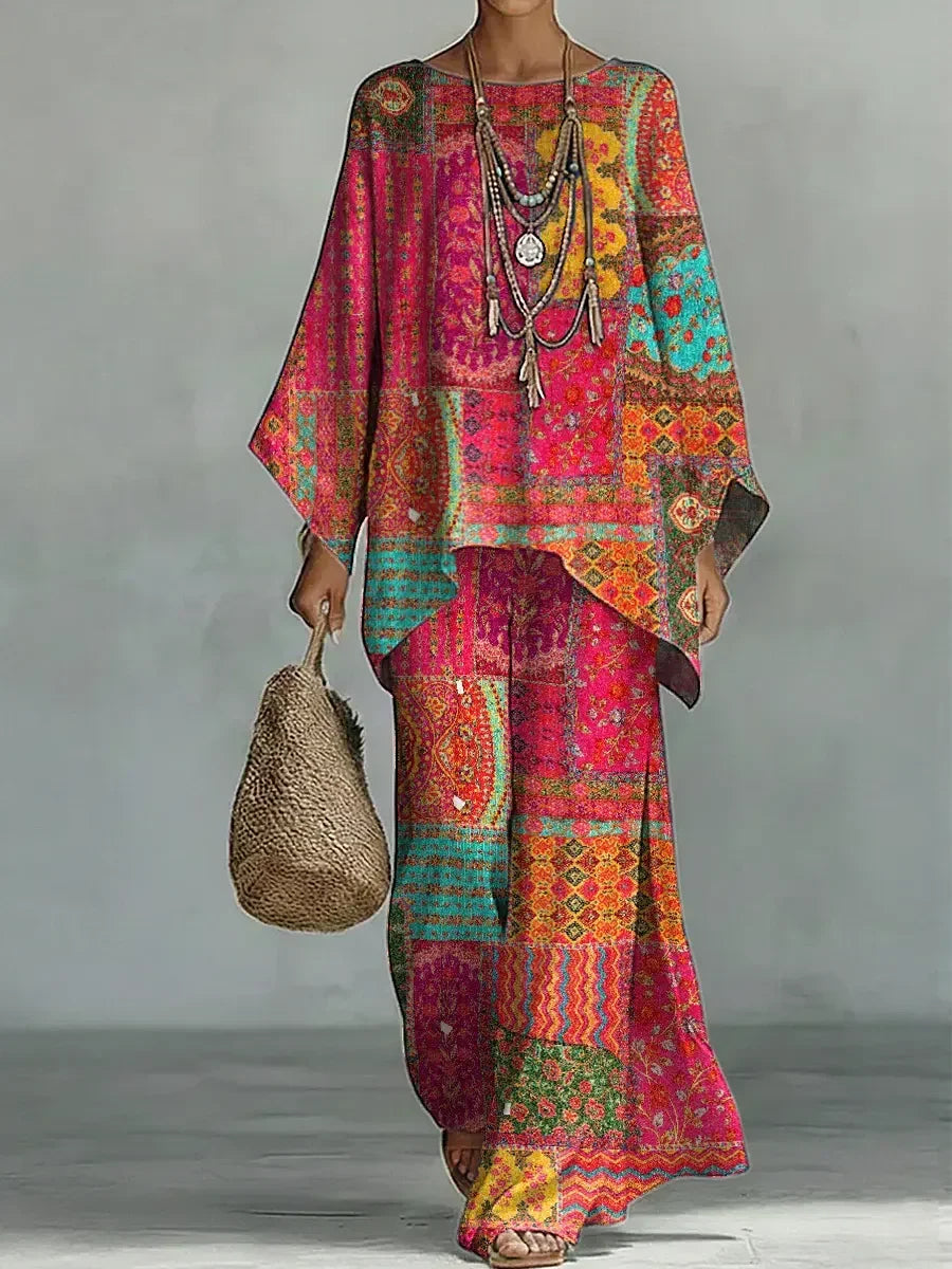 Sigrid | Printed Comfort Set with Soft Draping and Timeless Elegance
