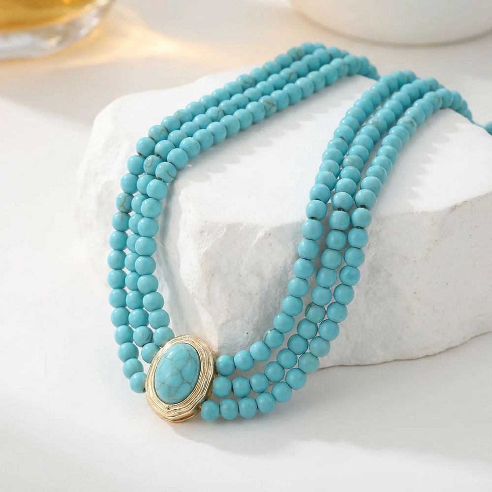 Freya | Turquoise Triple-Strand Choker Necklace
