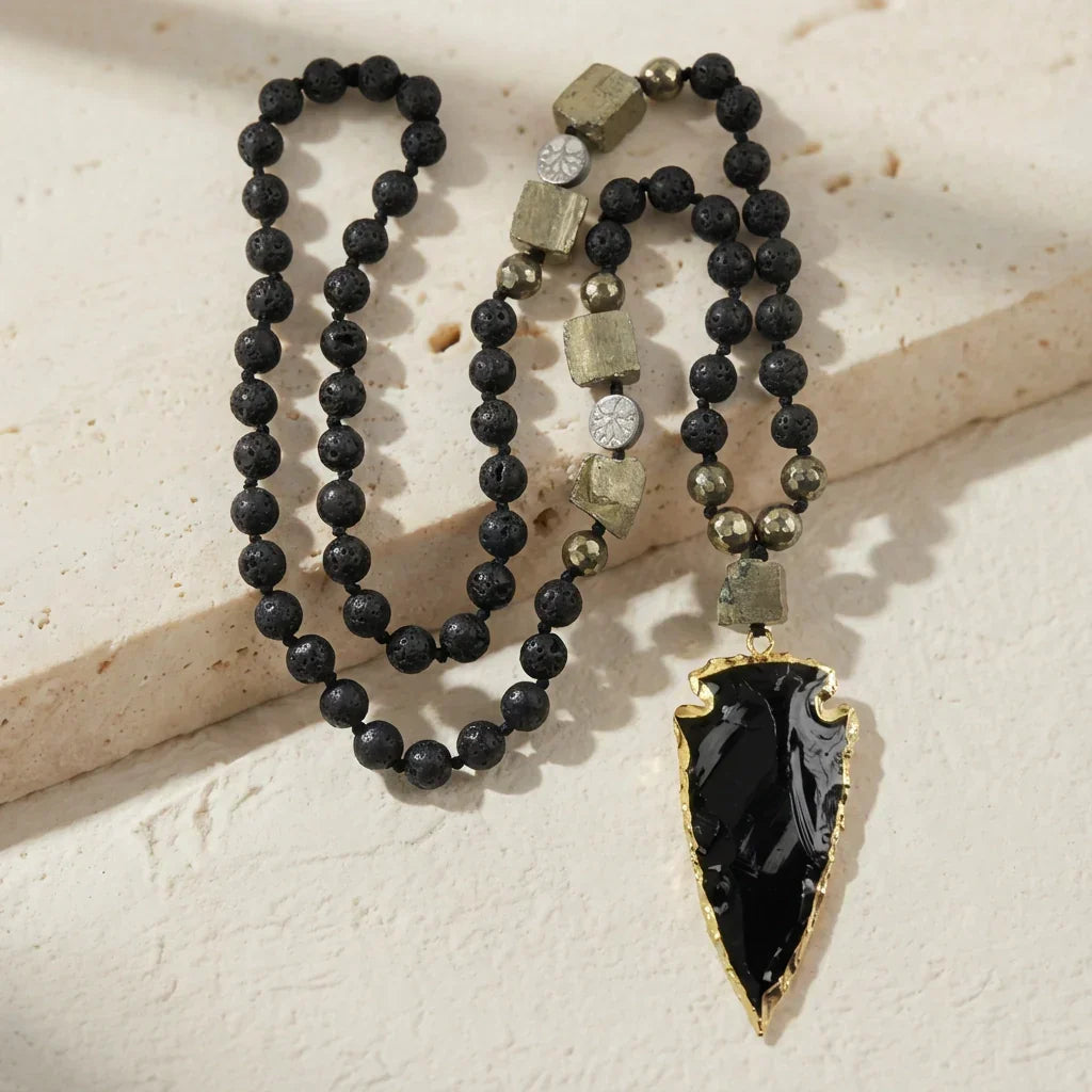 Olive | Black Obsidian Arrow Necklace
