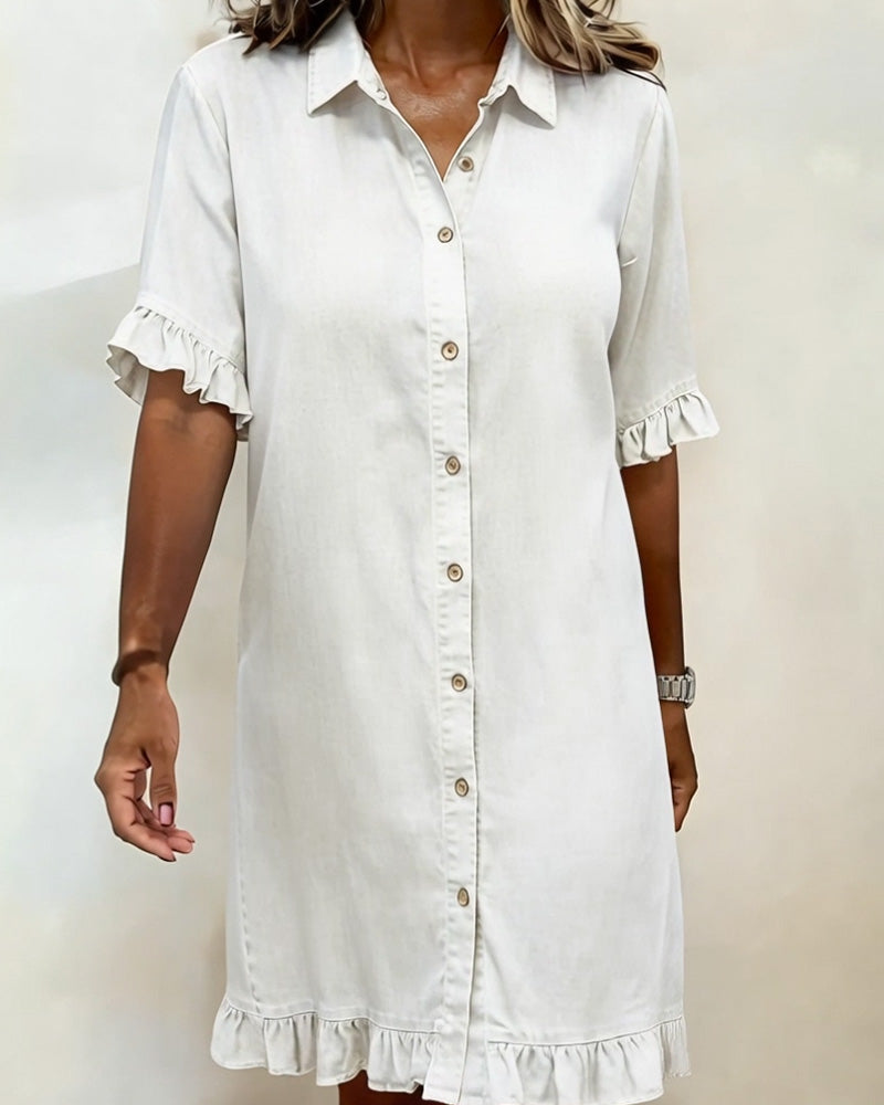 Ruched Flattering Denim Dress