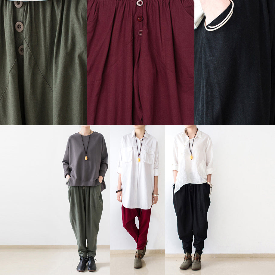 Black Oversized Linen Harem Pants