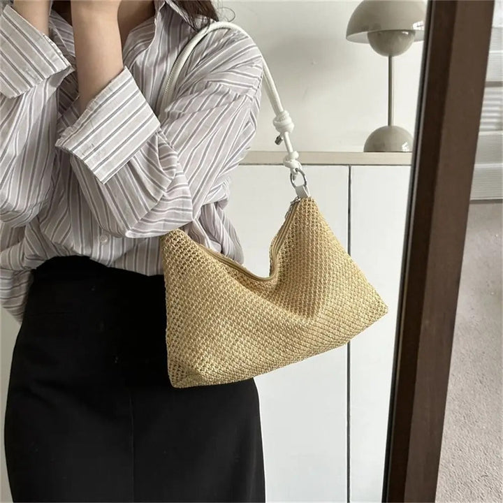 Coral | Straw Shoulder Bag