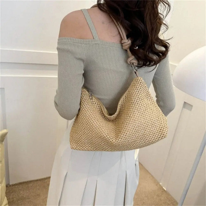 Coral | Straw Shoulder Bag