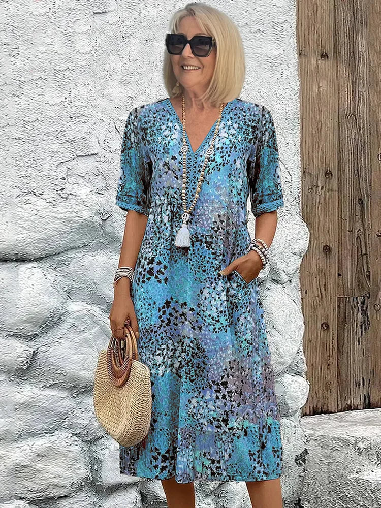 Dorina | V-Neck Dress with Print