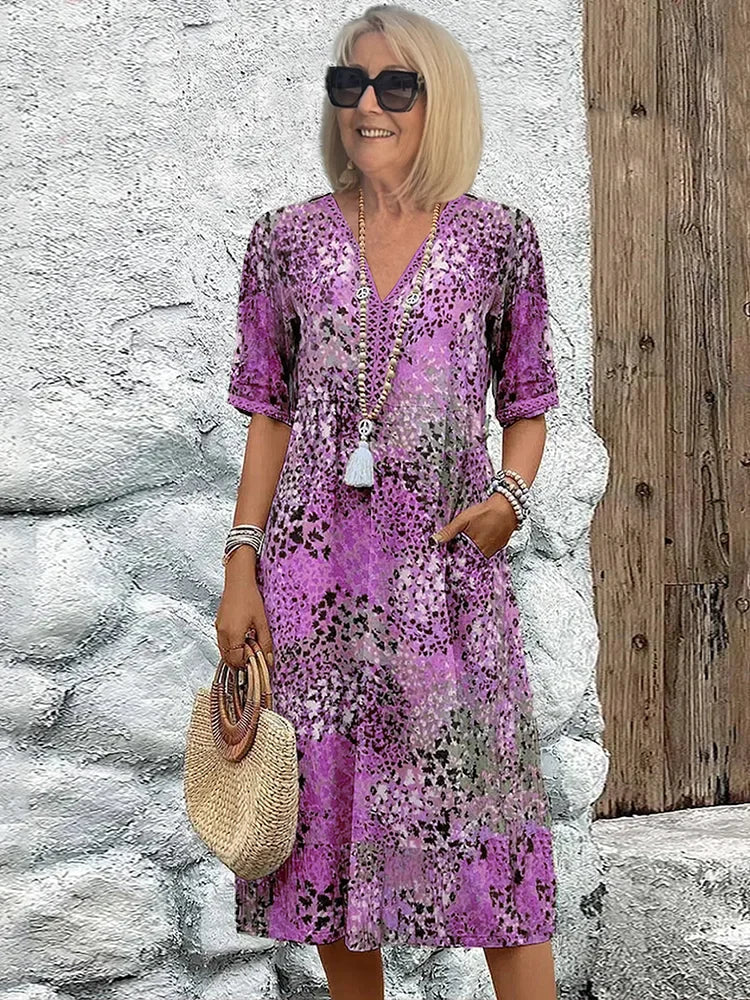 Dorina | V-Neck Dress with Print