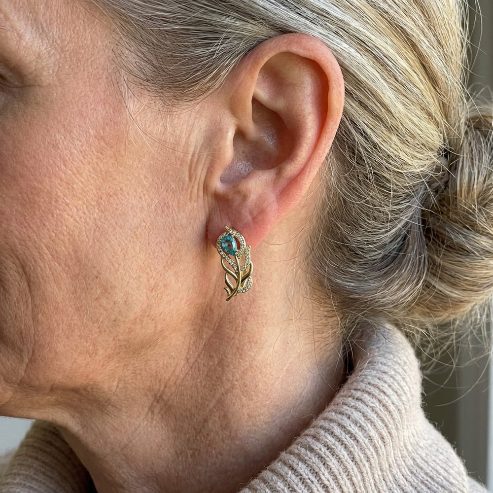 Wren | Bohemian Gold Design Turquoise Leaf Earrings